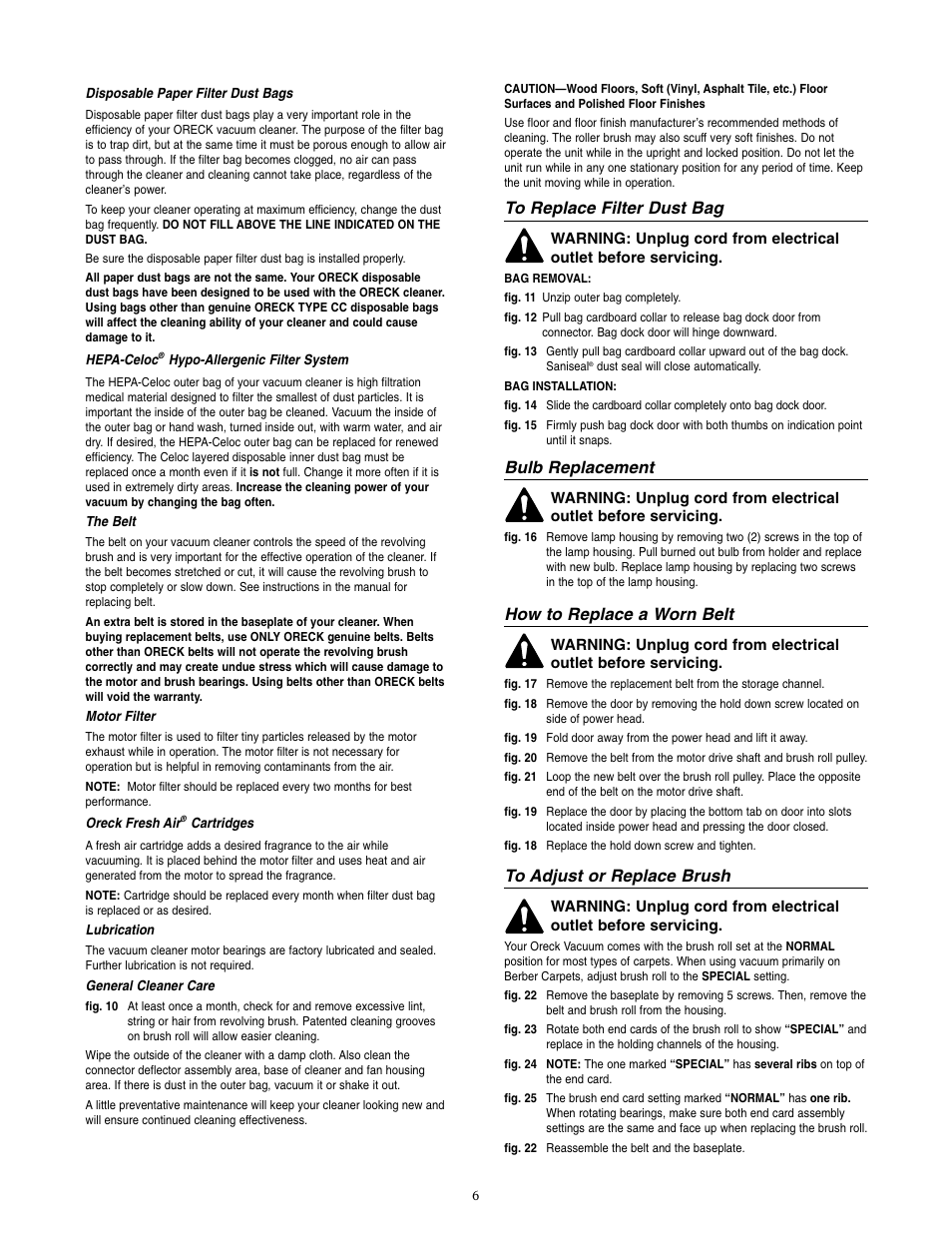 Bulb replacement, How to replace a worn belt | Oreck XL7705ECB User Manual | Page 7 / 8