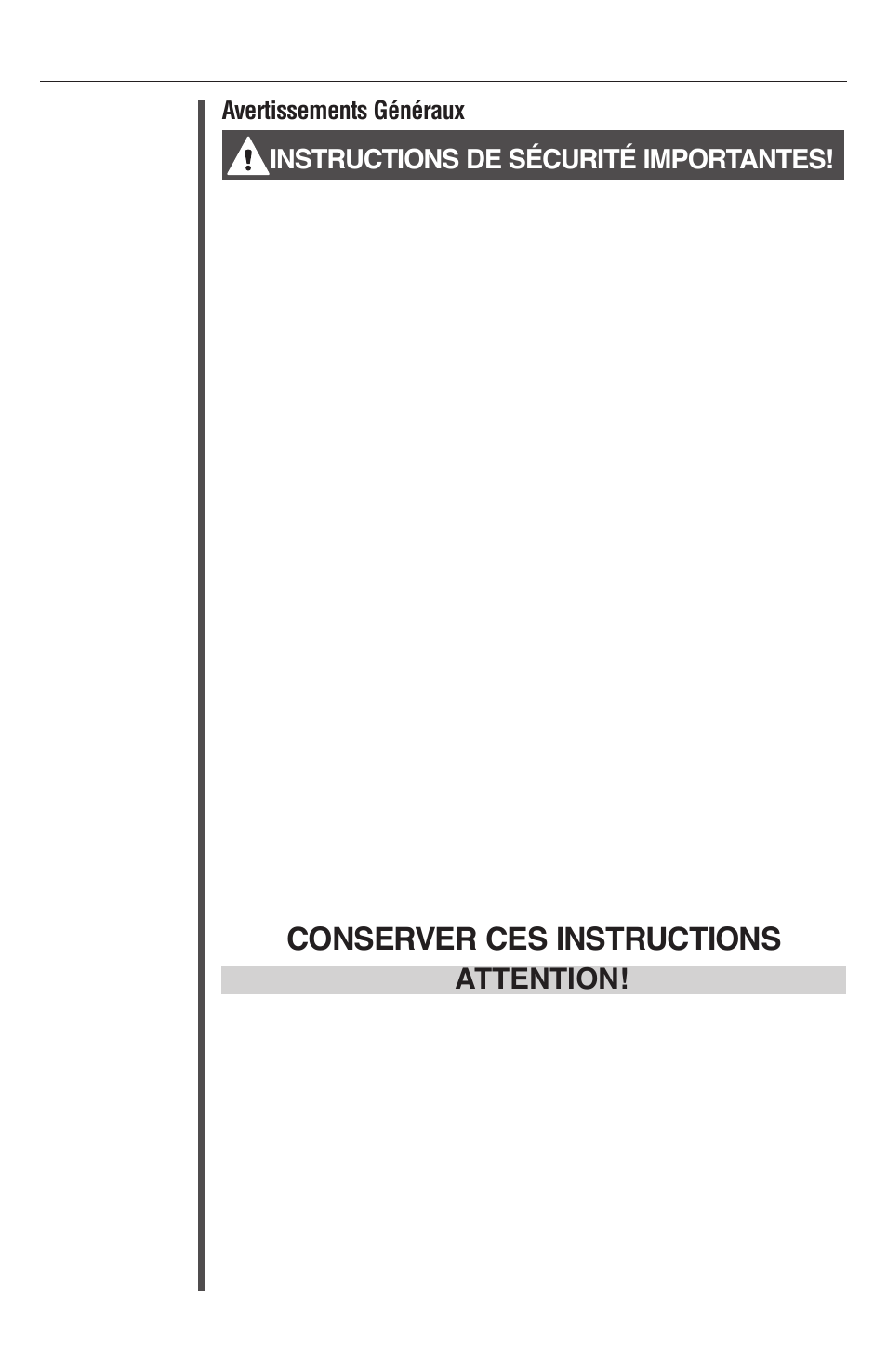 Sécurité, Conserver­ces­instructions, Attention | Instructions­de­sécurité­importantes, Avertissements généraux | Oreck XL Рrofessional air purifier AIRP Series User Manual | Page 16 / 36