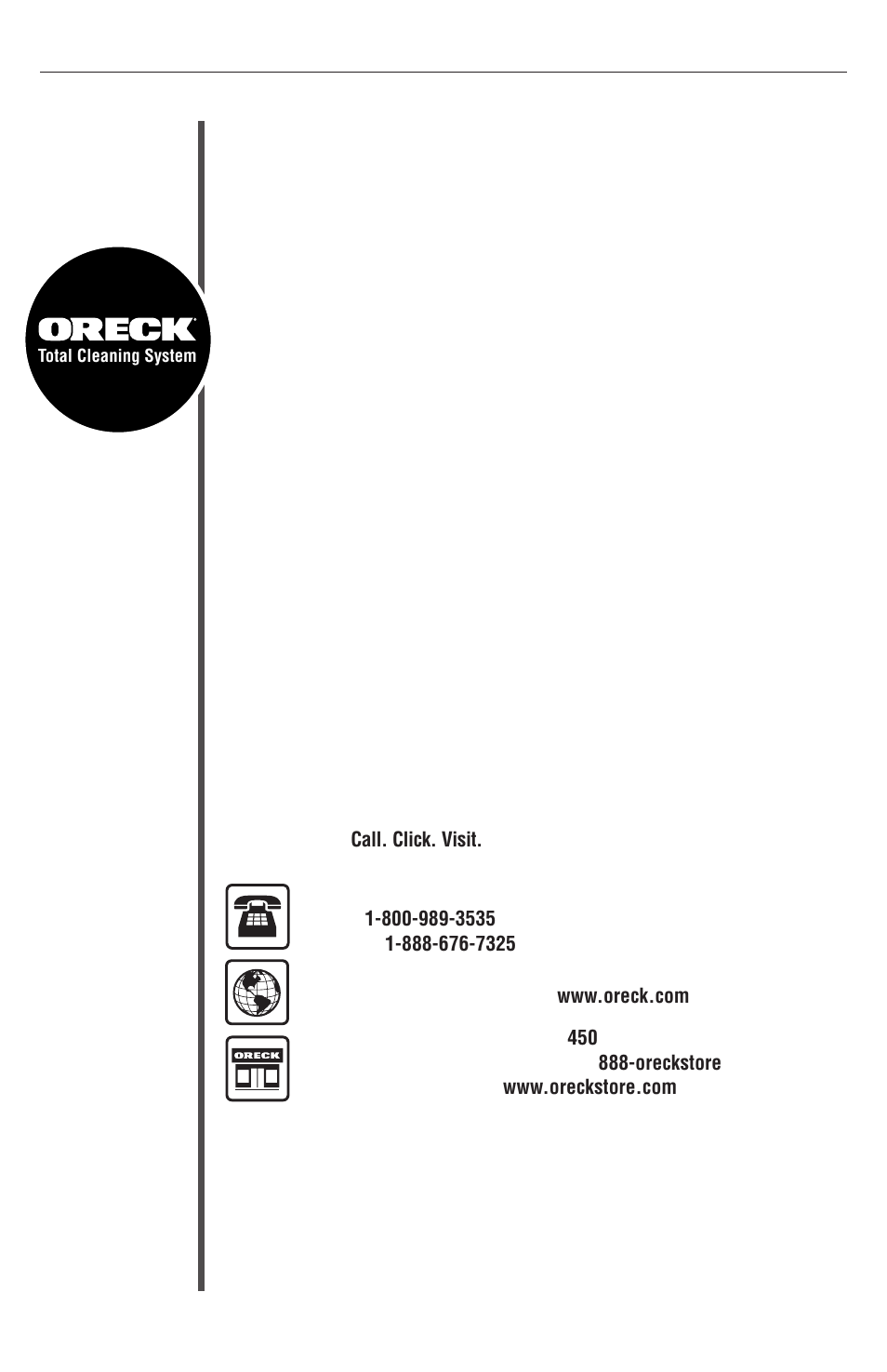 Enjoy . call. click. visit | Oreck XL Рrofessional air purifier AIRP Series User Manual | Page 2 / 36