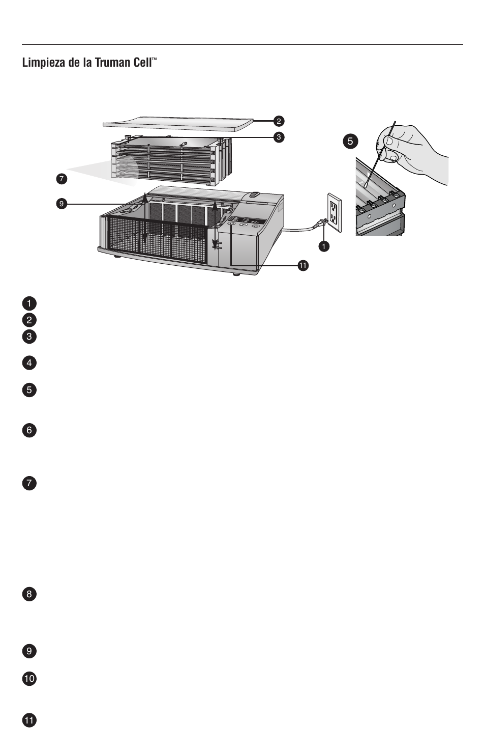 Limpieza de la truman cell | Oreck XL Рrofessional air purifier AIRP Series User Manual | Page 33 / 36