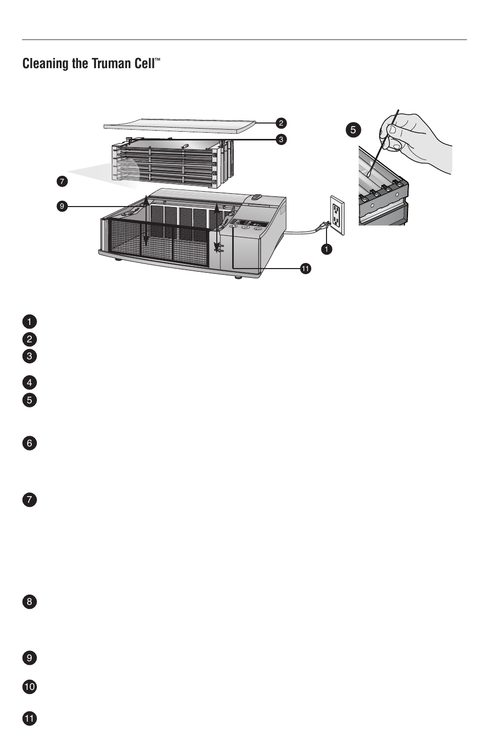 Cleaning the truman cell | Oreck XL Рrofessional air purifier AIRP Series User Manual | Page 9 / 36