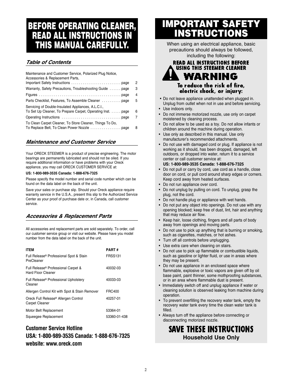 Oreck XL SHIELD Power Scrubber M900 User Manual | Page 2 / 8
