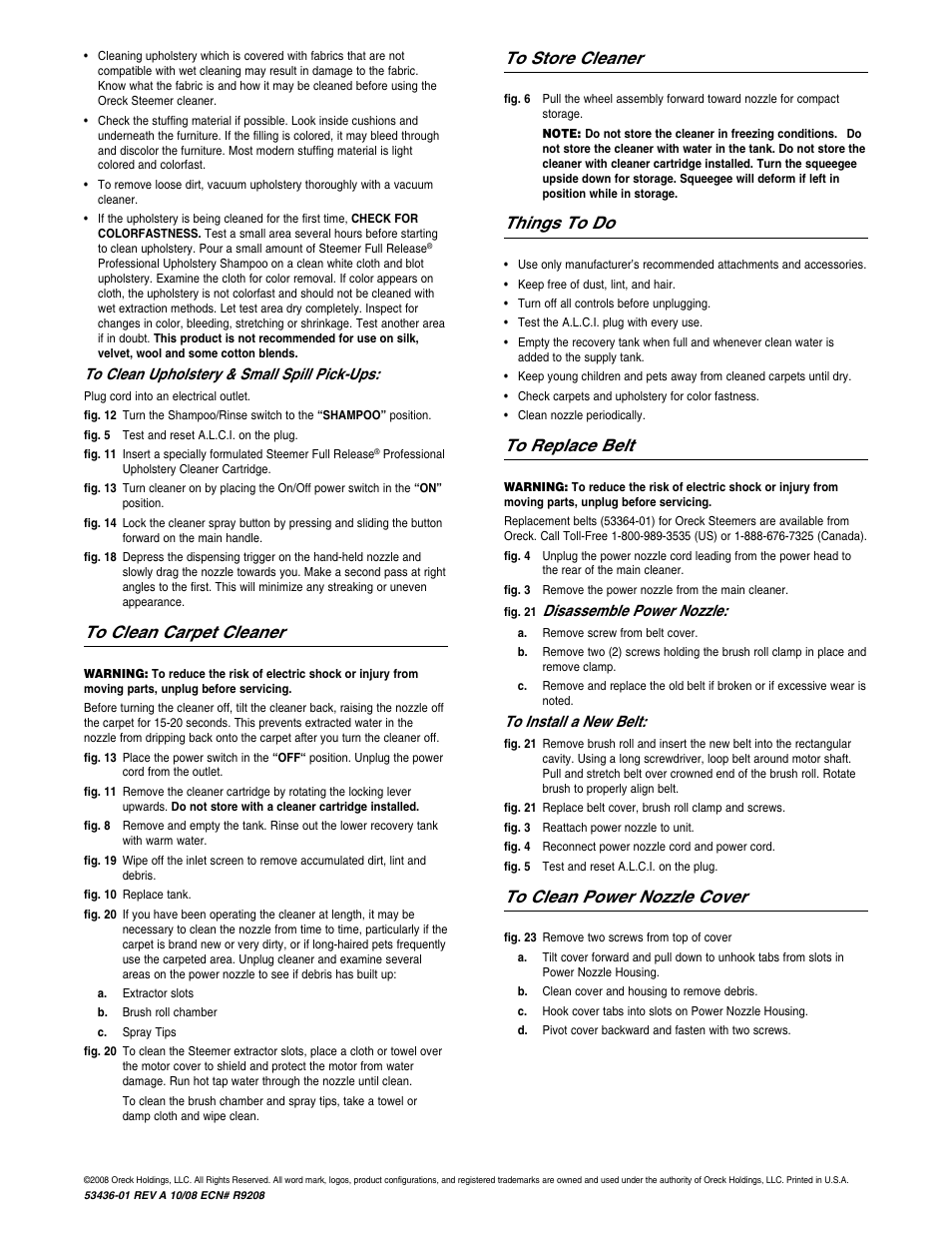 Things to do, Disassemble power nozzle | Oreck XL SHIELD Power Scrubber M900 User Manual | Page 8 / 8