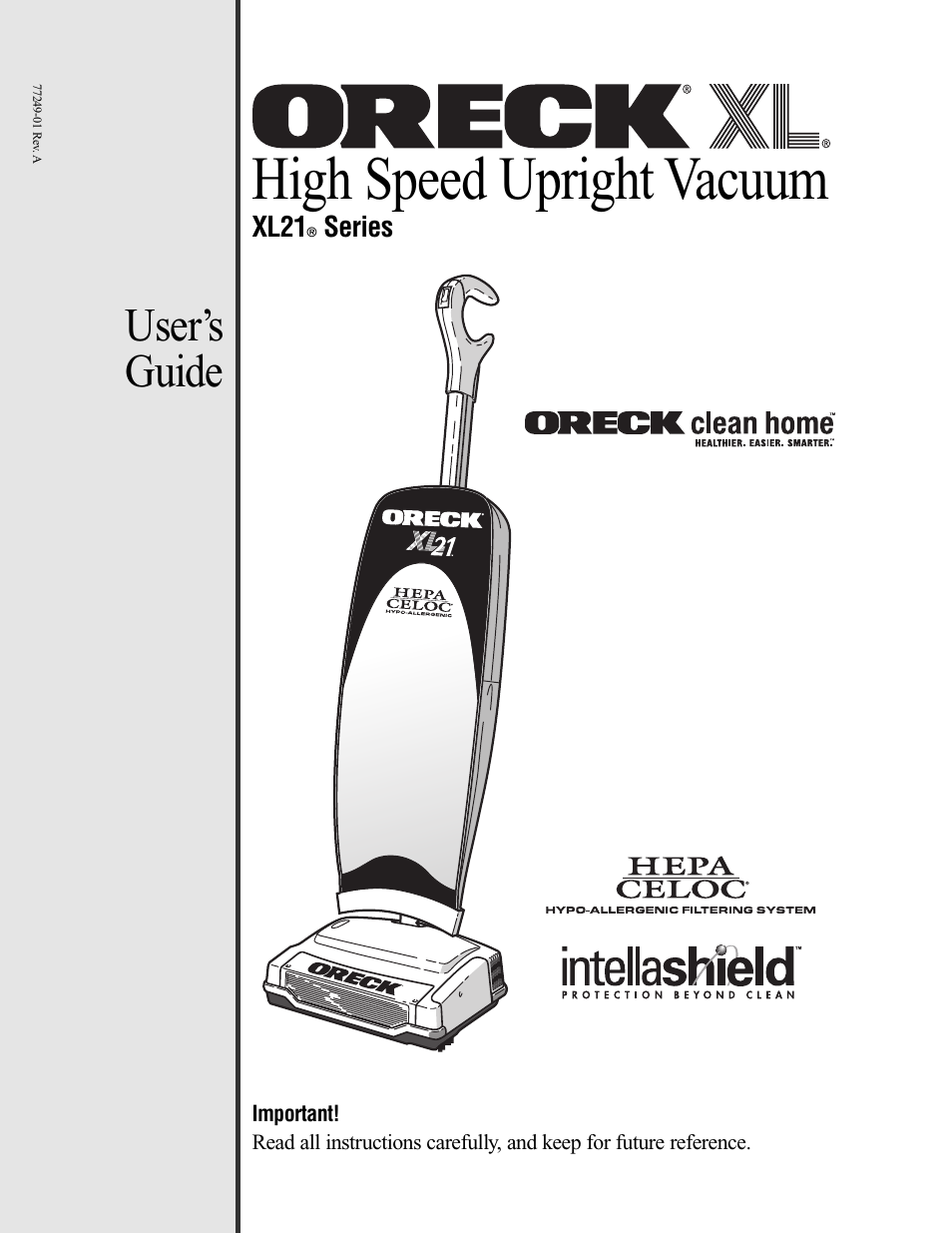 Oreck XL21 User Manual | 28 pages