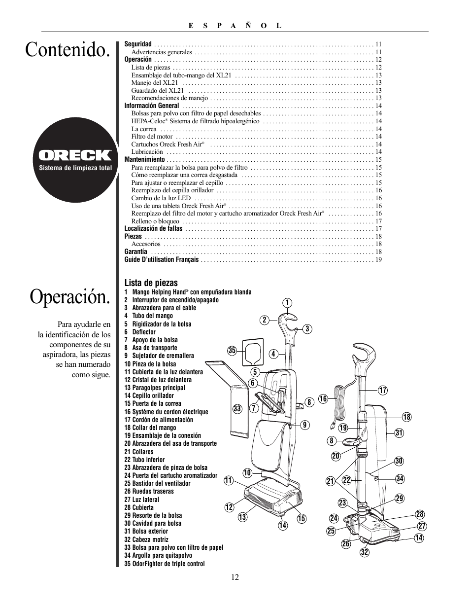 Oreck XL21 User Manual | Page 12 / 28