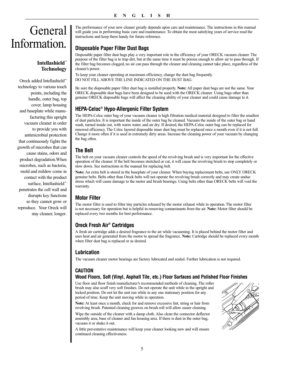 General information | Oreck XL21 User Manual | Page 5 / 28