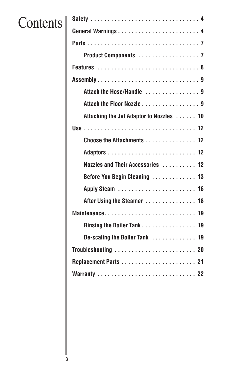 Oreck STEAM-ALL STEAM200 User Manual | Page 3 / 24