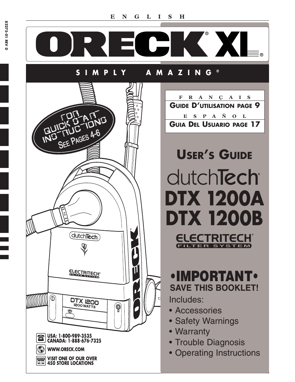 Oreck Xl DTX User Manual | 24 pages