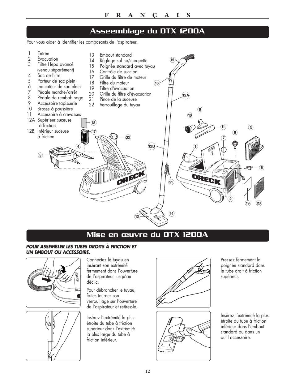 Oreck Xl DTX User Manual | Page 12 / 24
