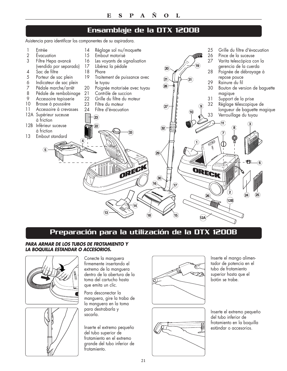 Oreck Xl DTX User Manual | Page 21 / 24