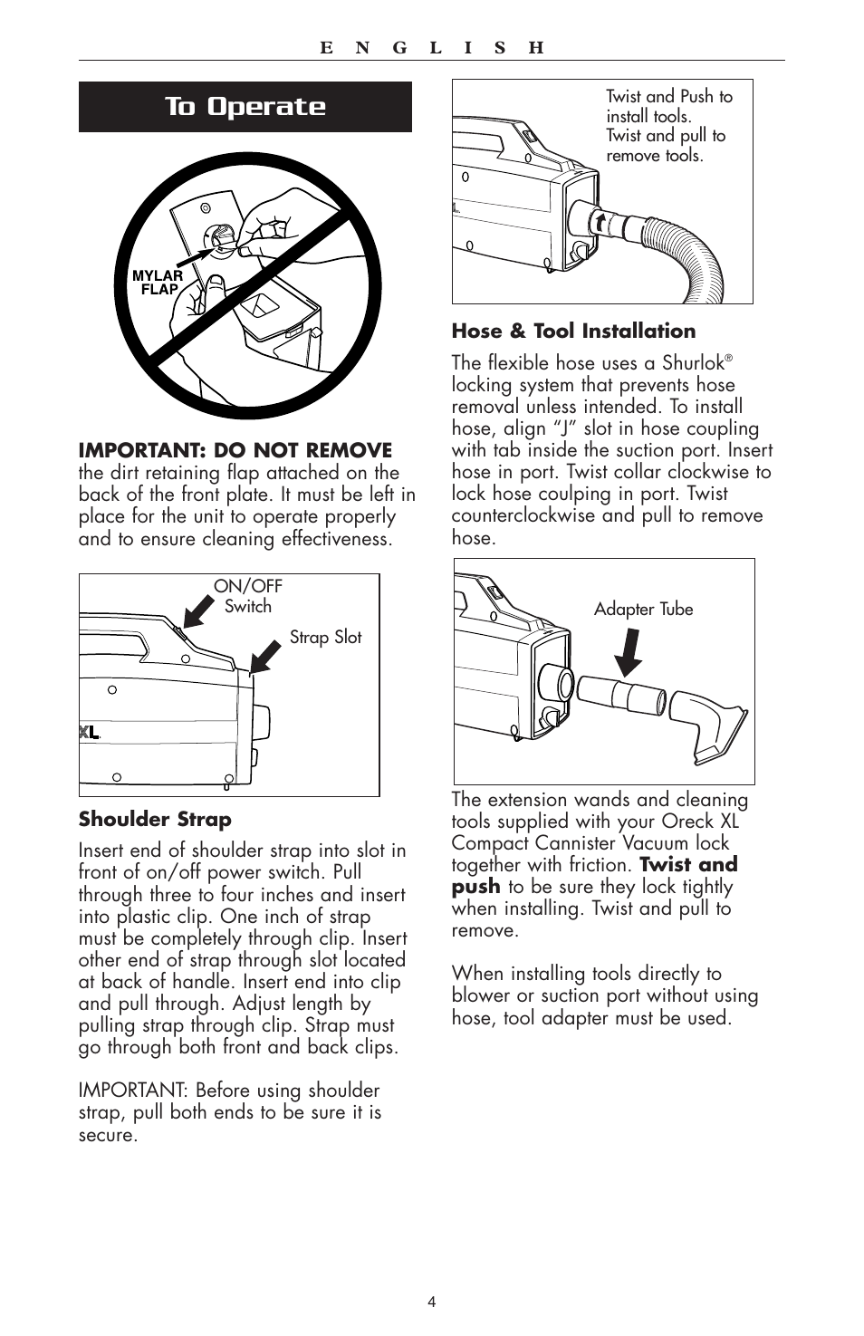 Oreck compact canister Vaccum User Manual | Page 5 / 24