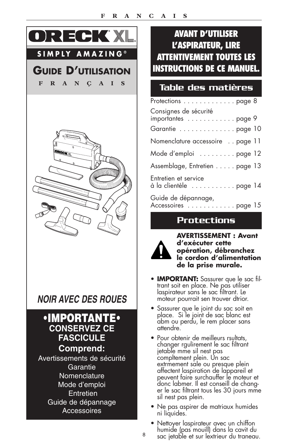 Oreck compact canister Vaccum User Manual | Page 9 / 24