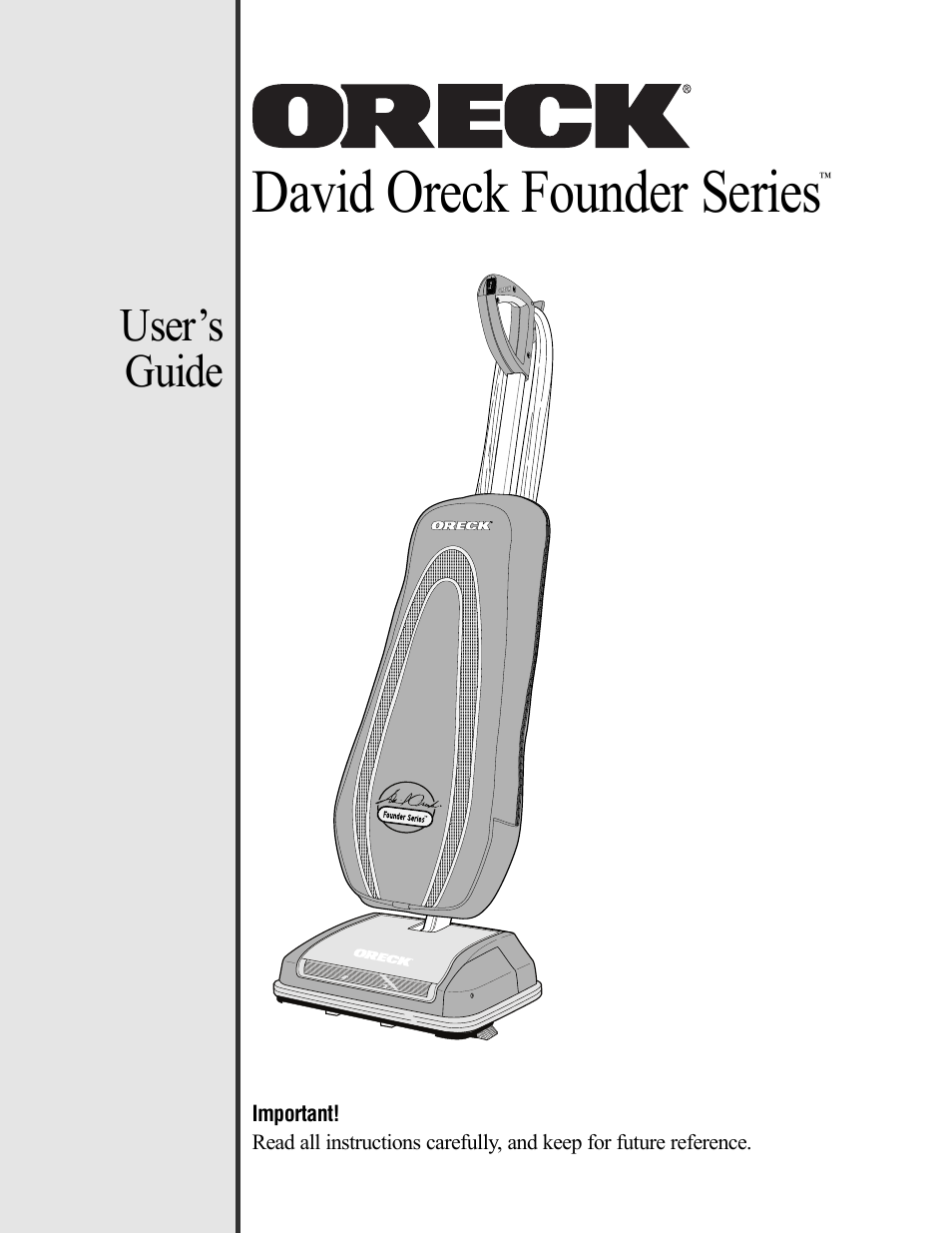 Oreck Vaccum Cleaner David User Manual | 28 pages