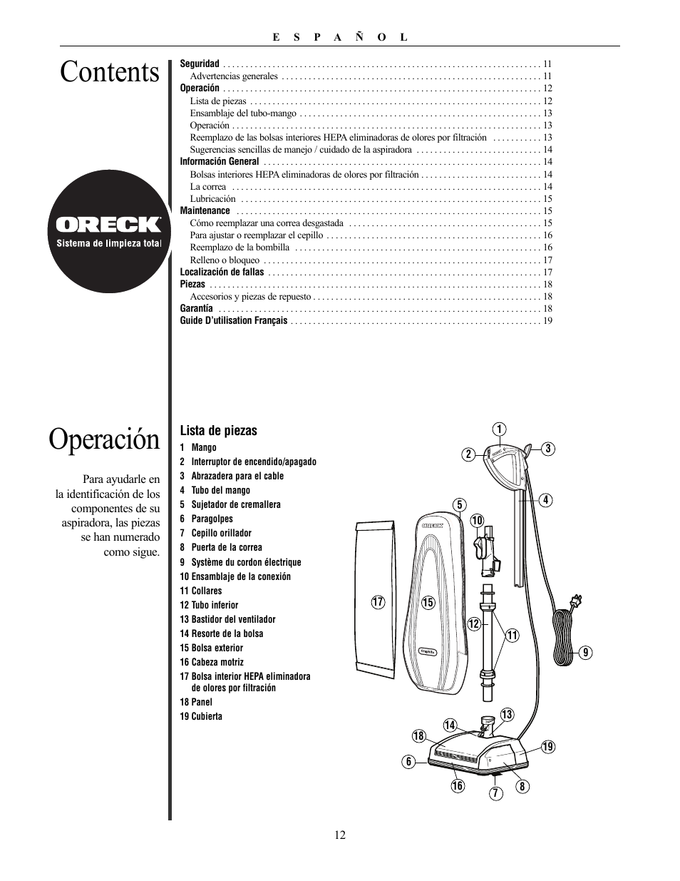 Oreck Vaccum Cleaner David User Manual | Page 12 / 28