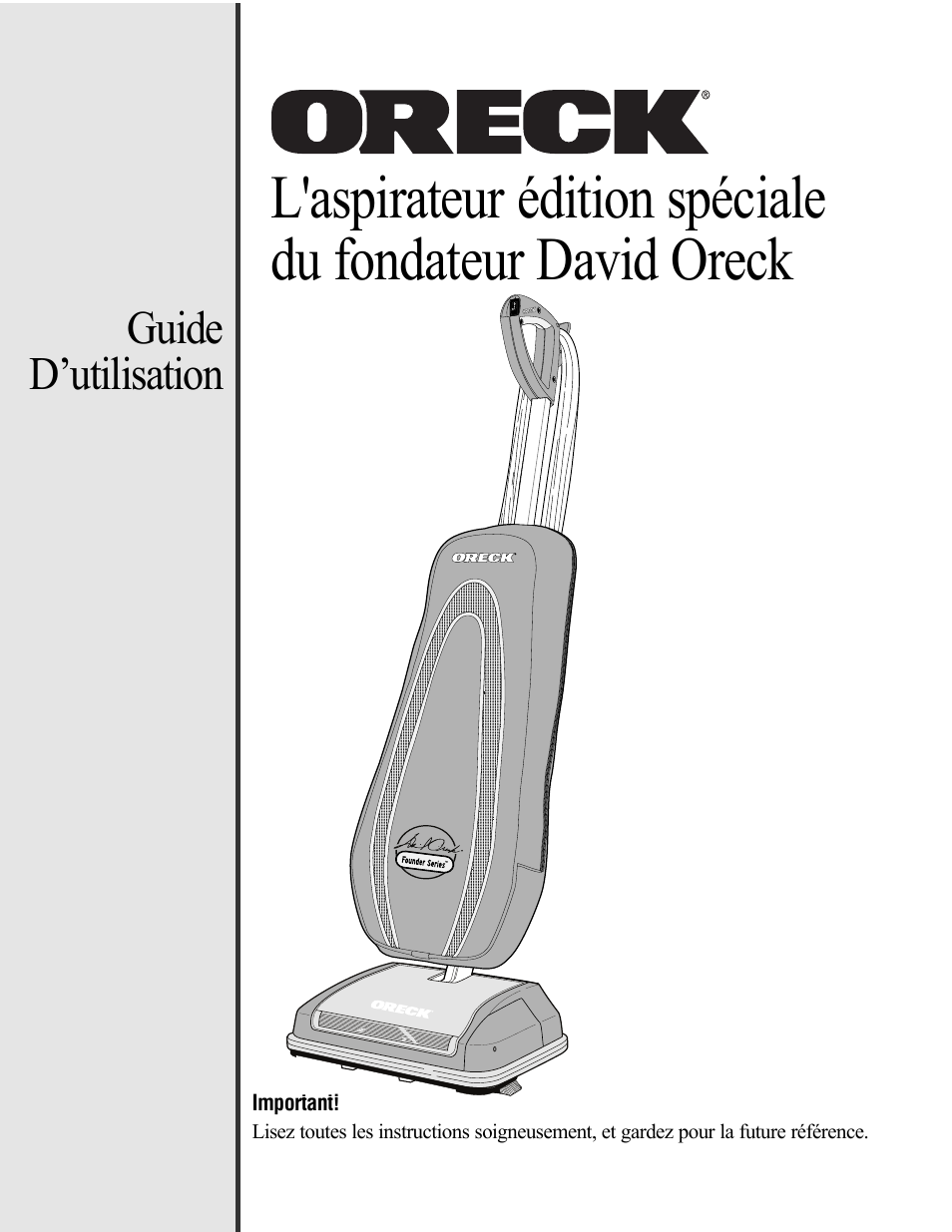 Guide d’utilisation | Oreck Vaccum Cleaner David User Manual | Page 19 / 28