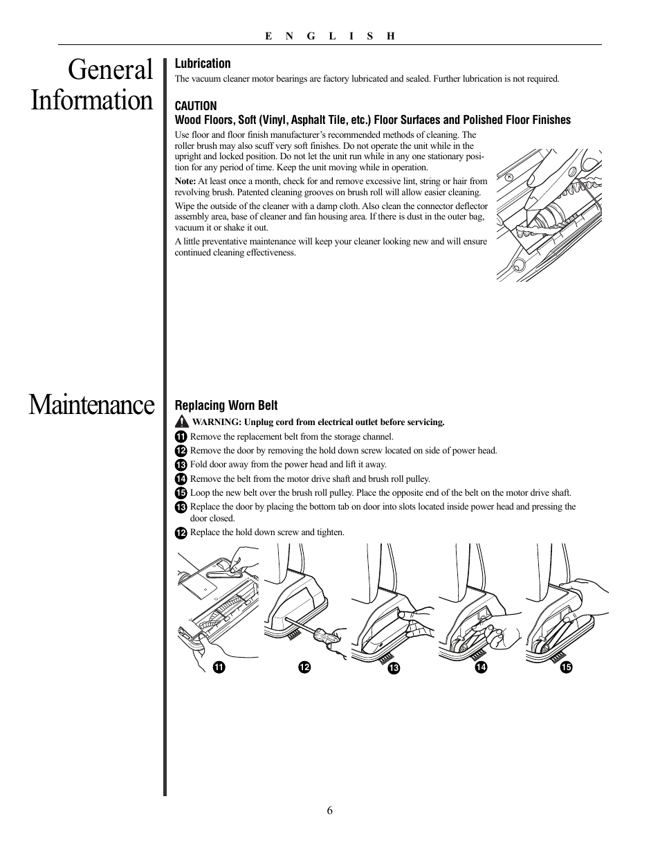 Maintenance general information | Oreck Vaccum Cleaner David User Manual | Page 6 / 28