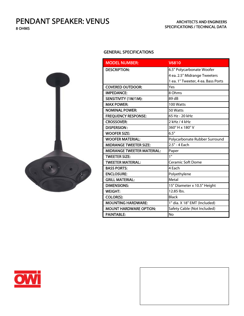 OWI V6810 User Manual | 1 page