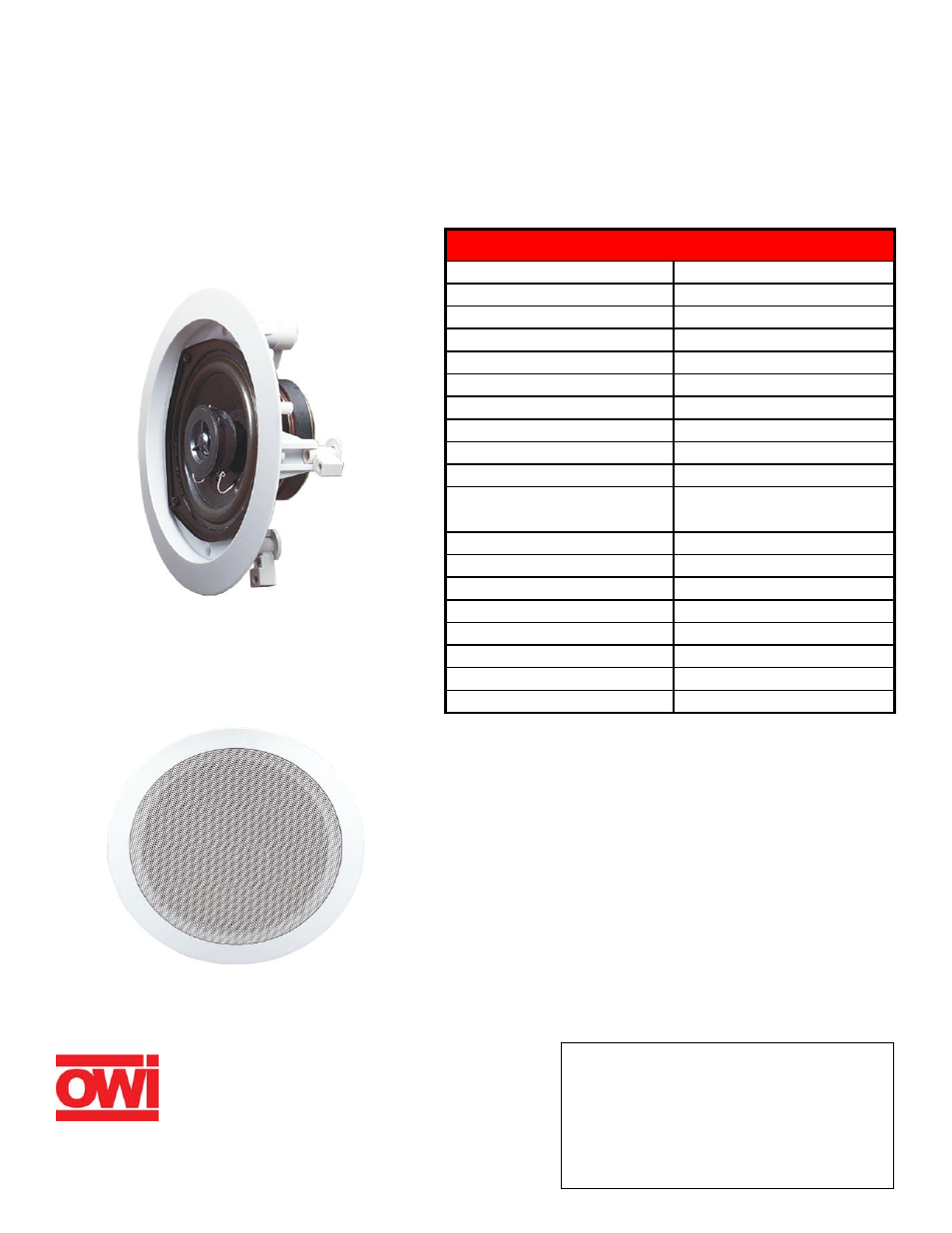 OWI 5.25" 2-Way User Manual | 1 page