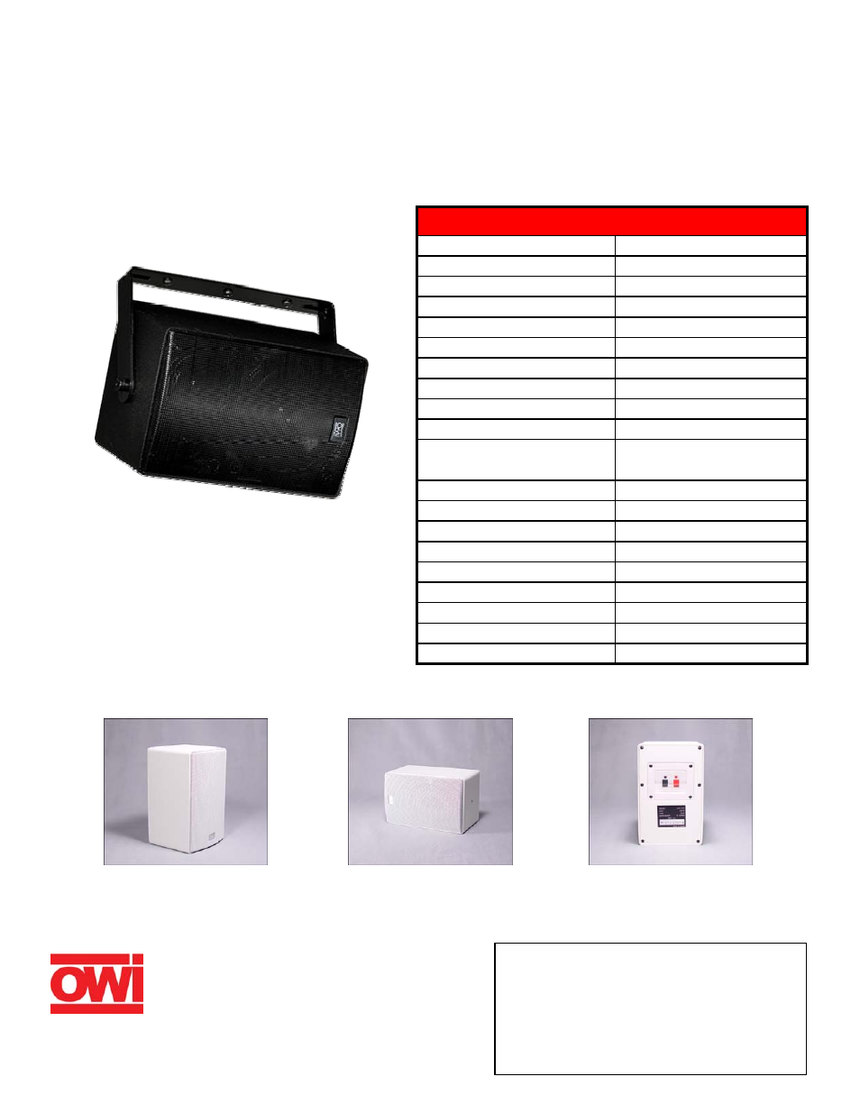 OWI 200 Series User Manual | 1 page