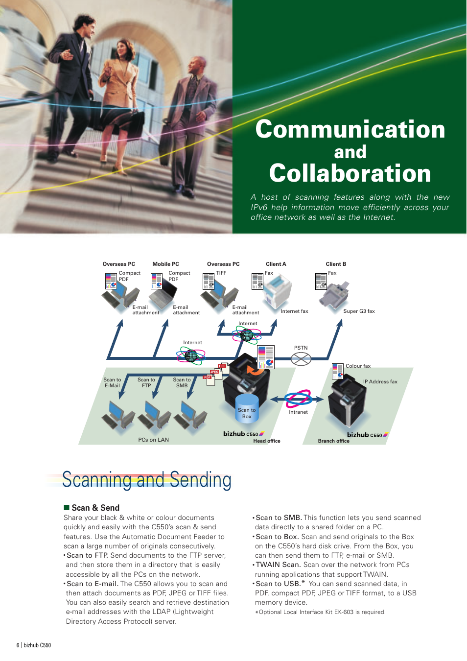 Communication, Collaboration, Scanning and sending | Oldsmobile bizhub Color Scanner C550 User Manual | Page 6 / 16