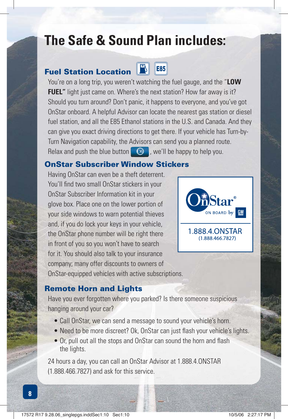 The safe & sound plan includes | OnStar 17572 R17 User Manual | Page 10 / 48