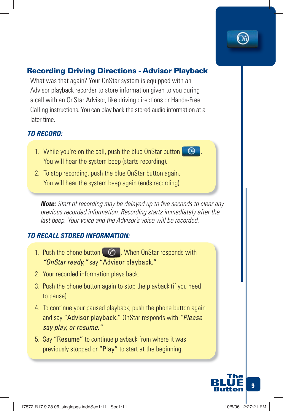 OnStar 17572 R17 User Manual | Page 11 / 48