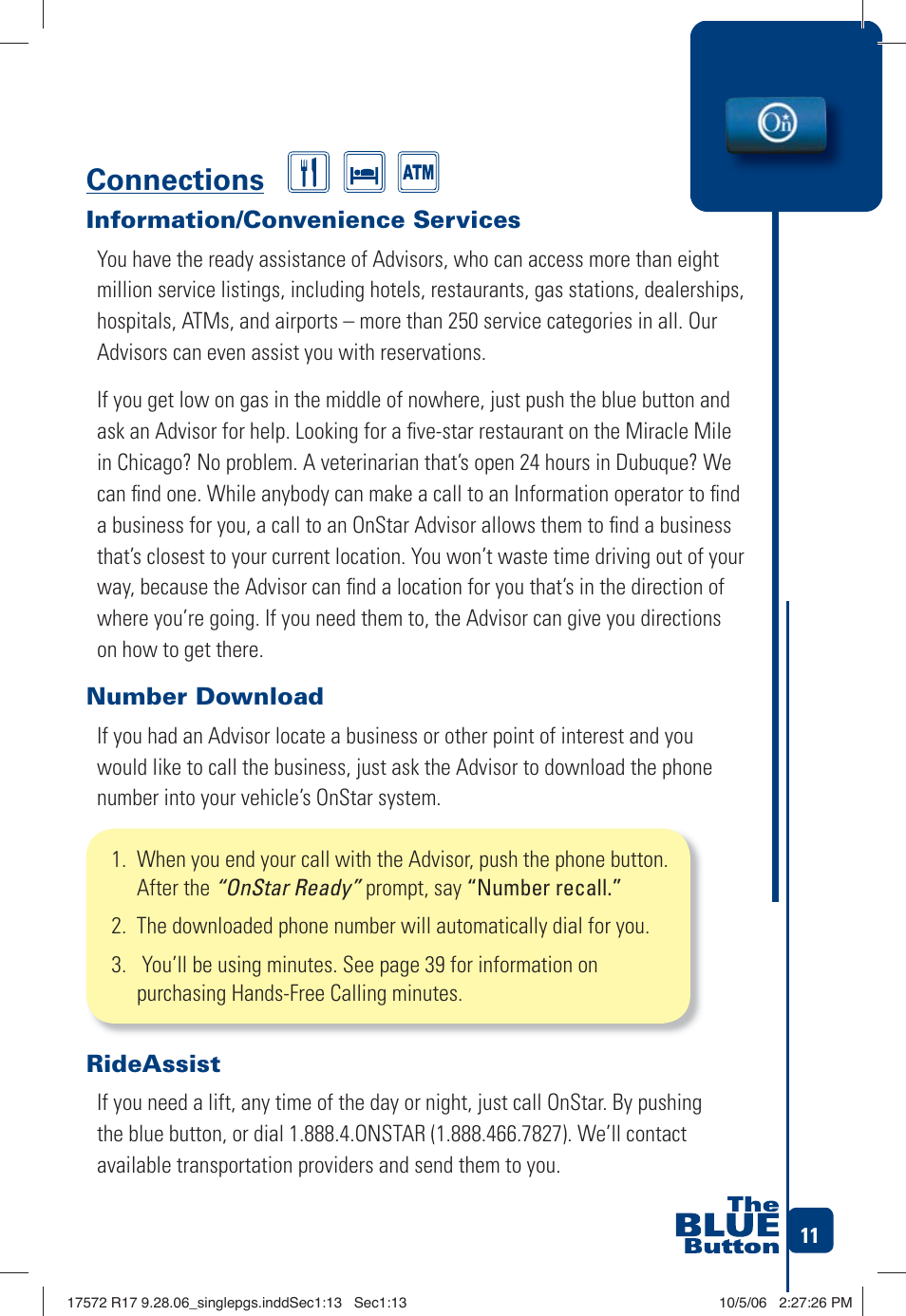 Connections | OnStar 17572 R17 User Manual | Page 13 / 48