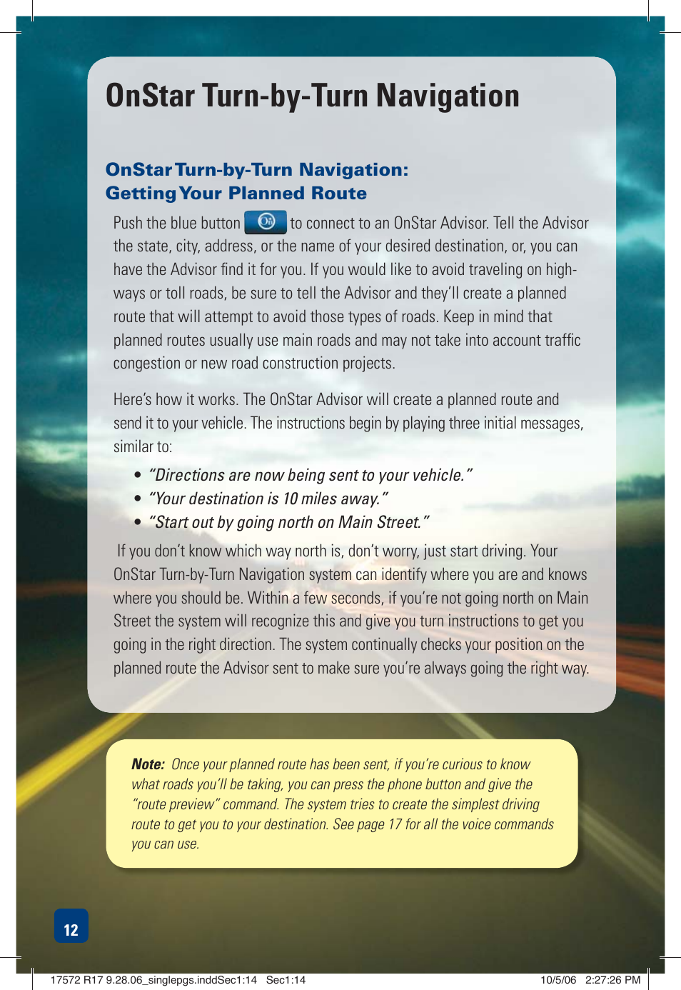 Onstar turn-by-turn navigation | OnStar 17572 R17 User Manual | Page 14 / 48
