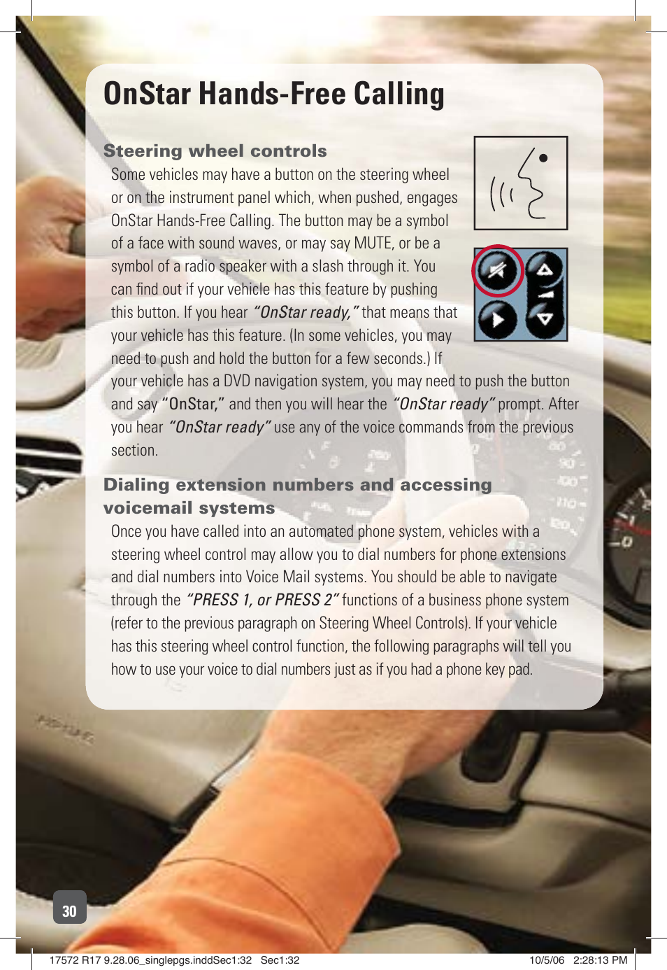 Onstar hands-free calling | OnStar 17572 R17 User Manual | Page 32 / 48