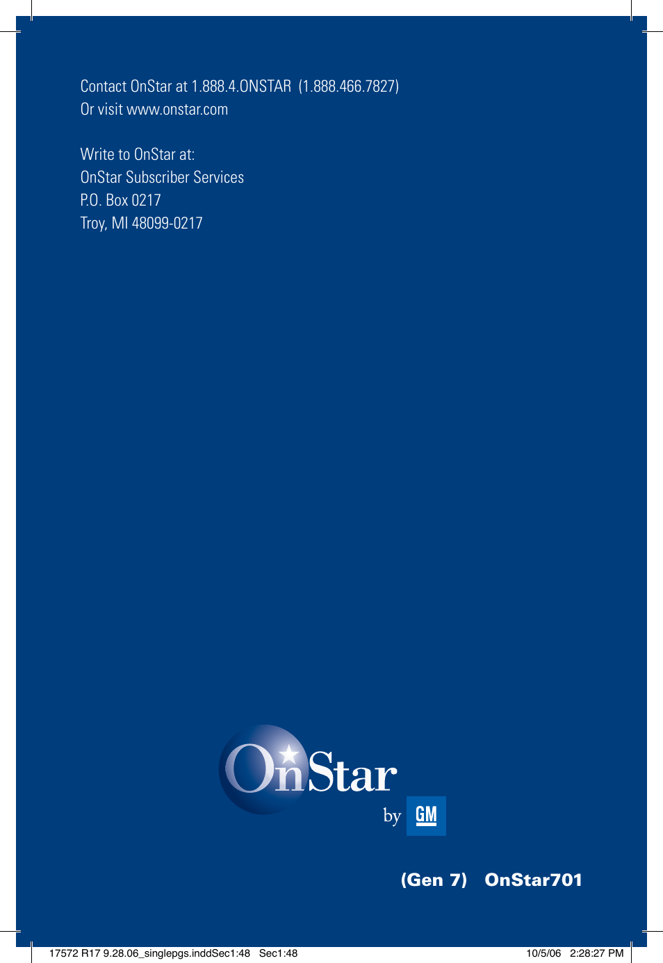 Gen 7) onstar701 | OnStar 17572 R17 User Manual | Page 48 / 48