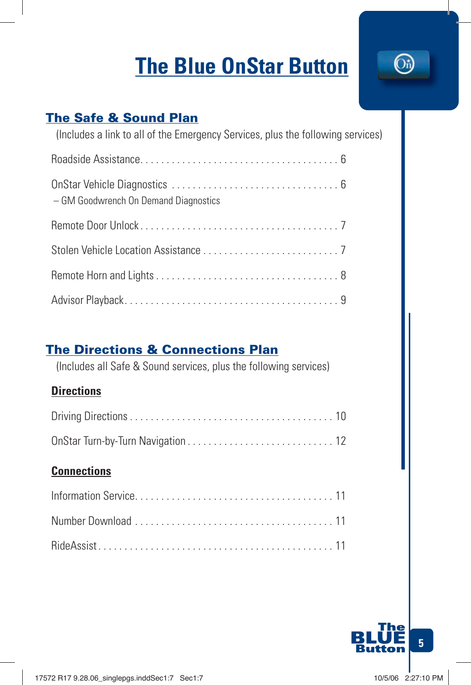 The blue onstar button | OnStar 17572 R17 User Manual | Page 7 / 48