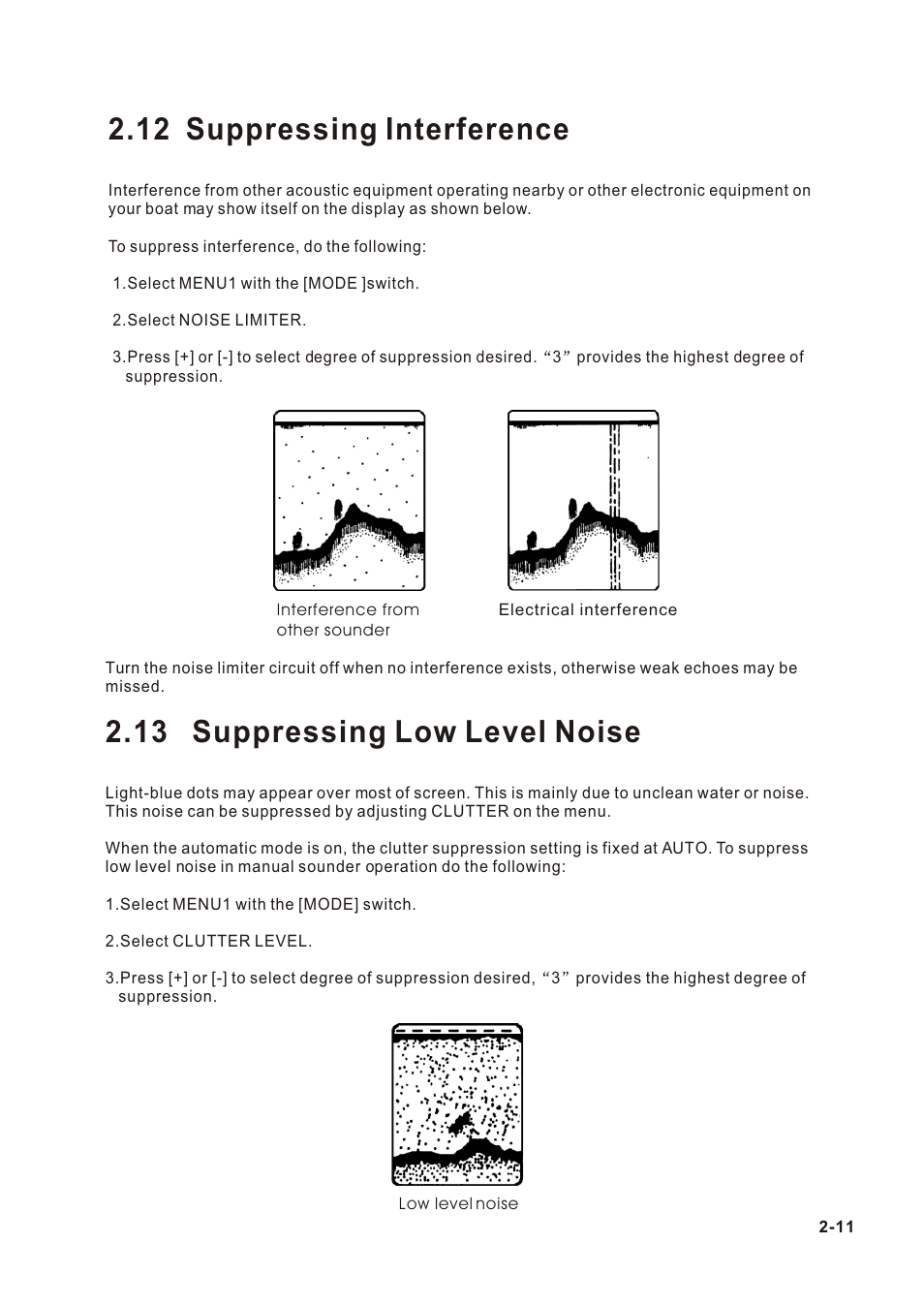 Т³гж 22, 12 suppressing interference, 13 suppressing low level noise | Onwa KF-667 User Manual | Page 22 / 35