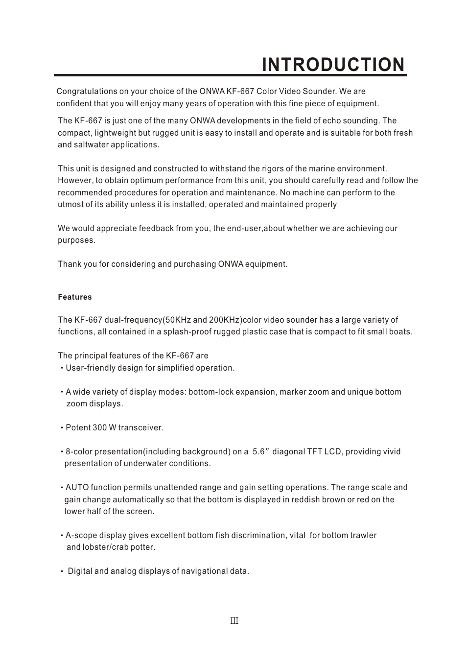 Т³гж 4, Introduction | Onwa KF-667 User Manual | Page 4 / 35