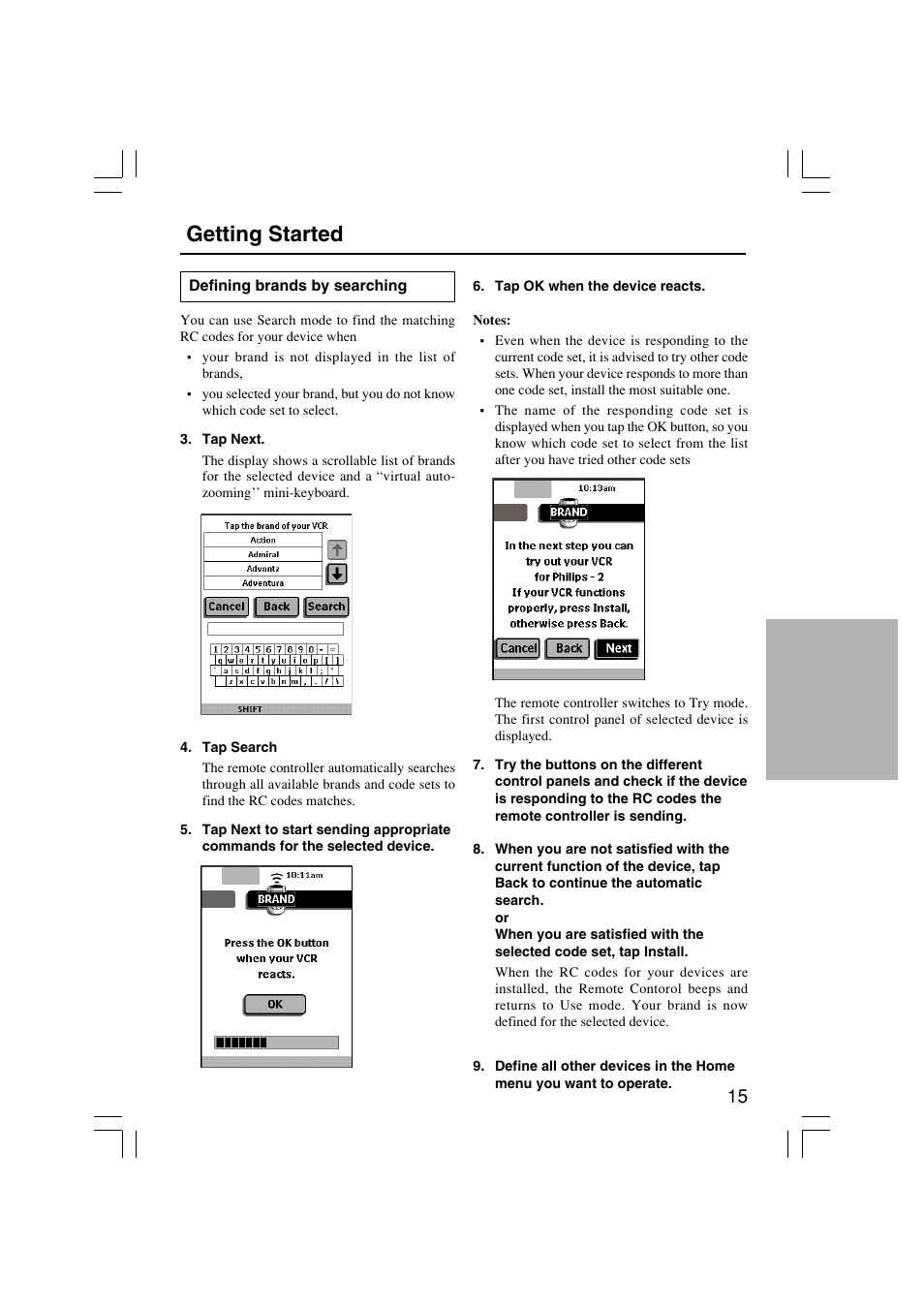 Getting started | Onkyo USR-5RF User Manual | Page 15 / 44