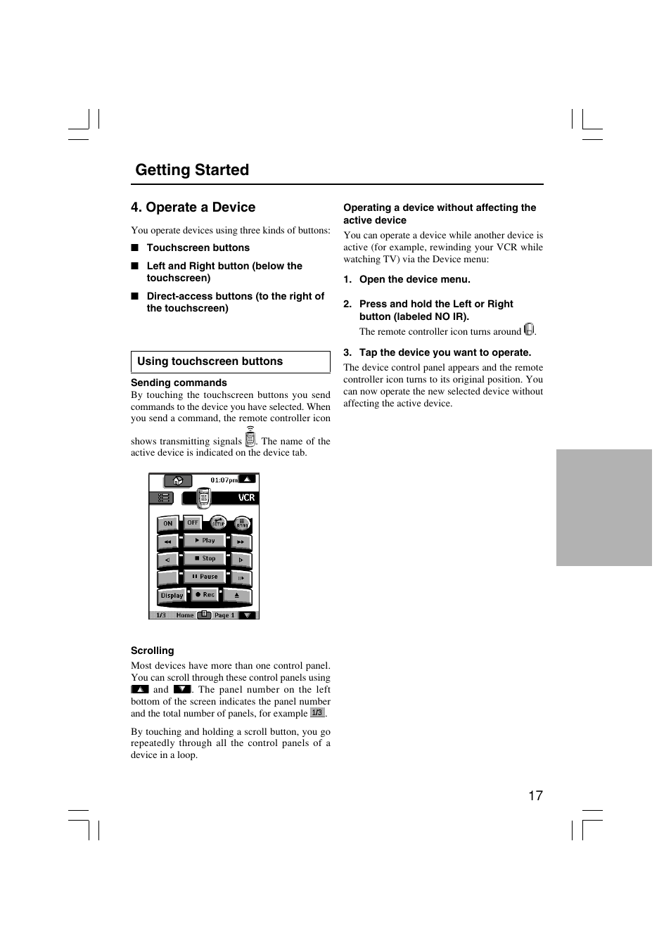 Getting started, Operate a device | Onkyo USR-5RF User Manual | Page 17 / 44