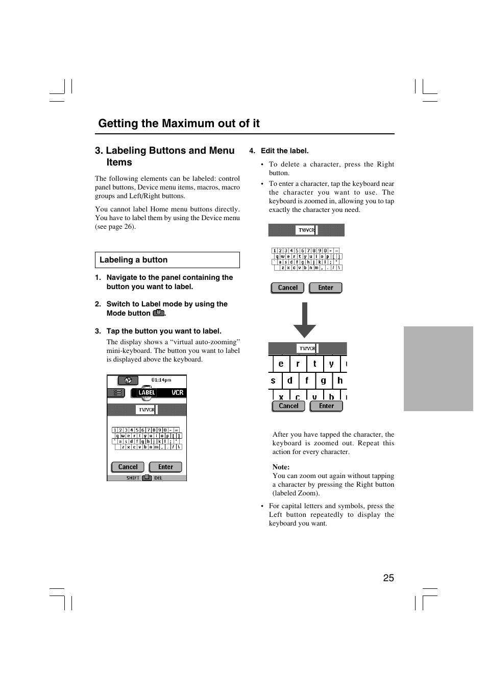 Getting the maximum out of it, Labeling buttons and menu items | Onkyo USR-5RF User Manual | Page 25 / 44