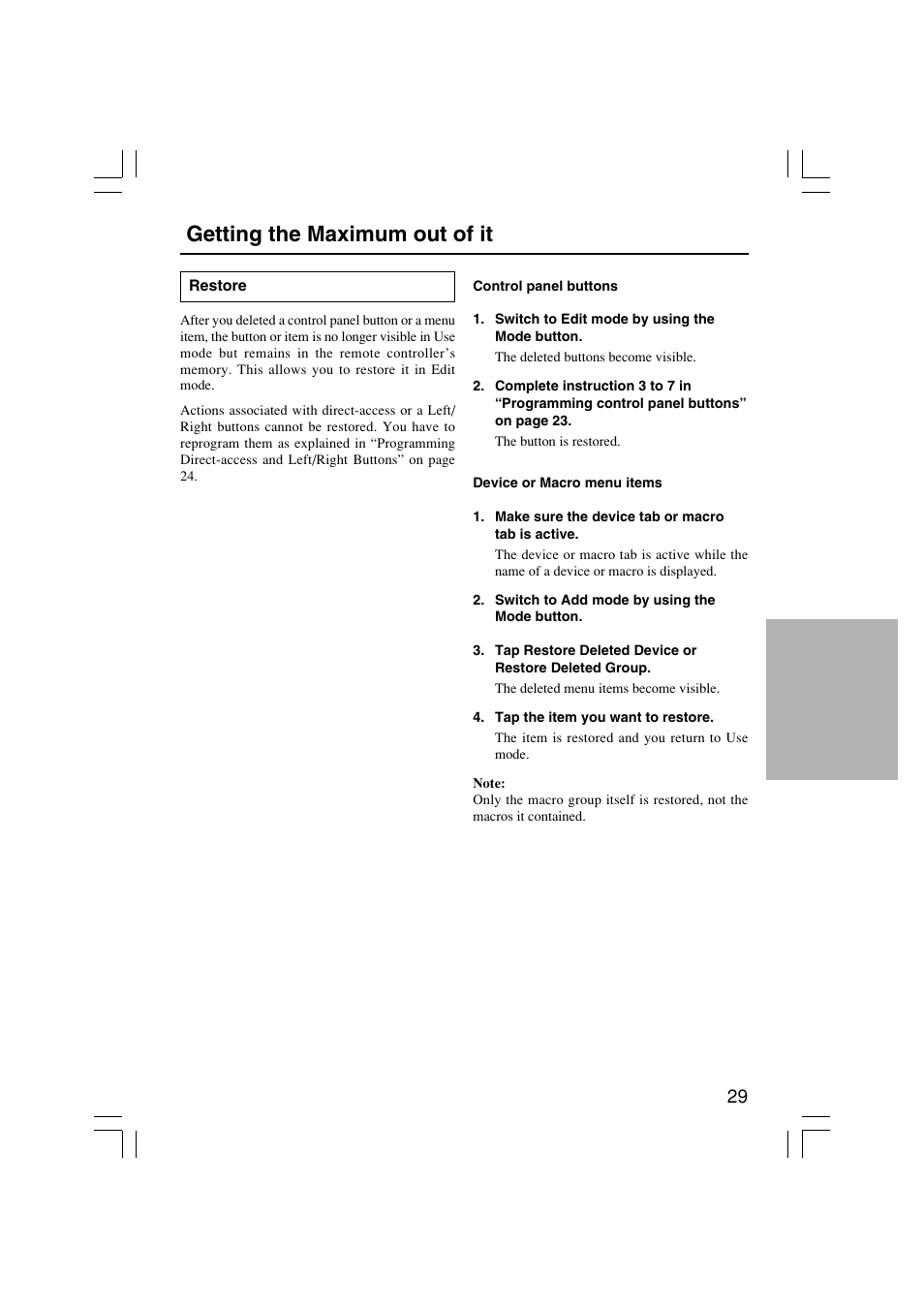 Getting the maximum out of it | Onkyo USR-5RF User Manual | Page 29 / 44