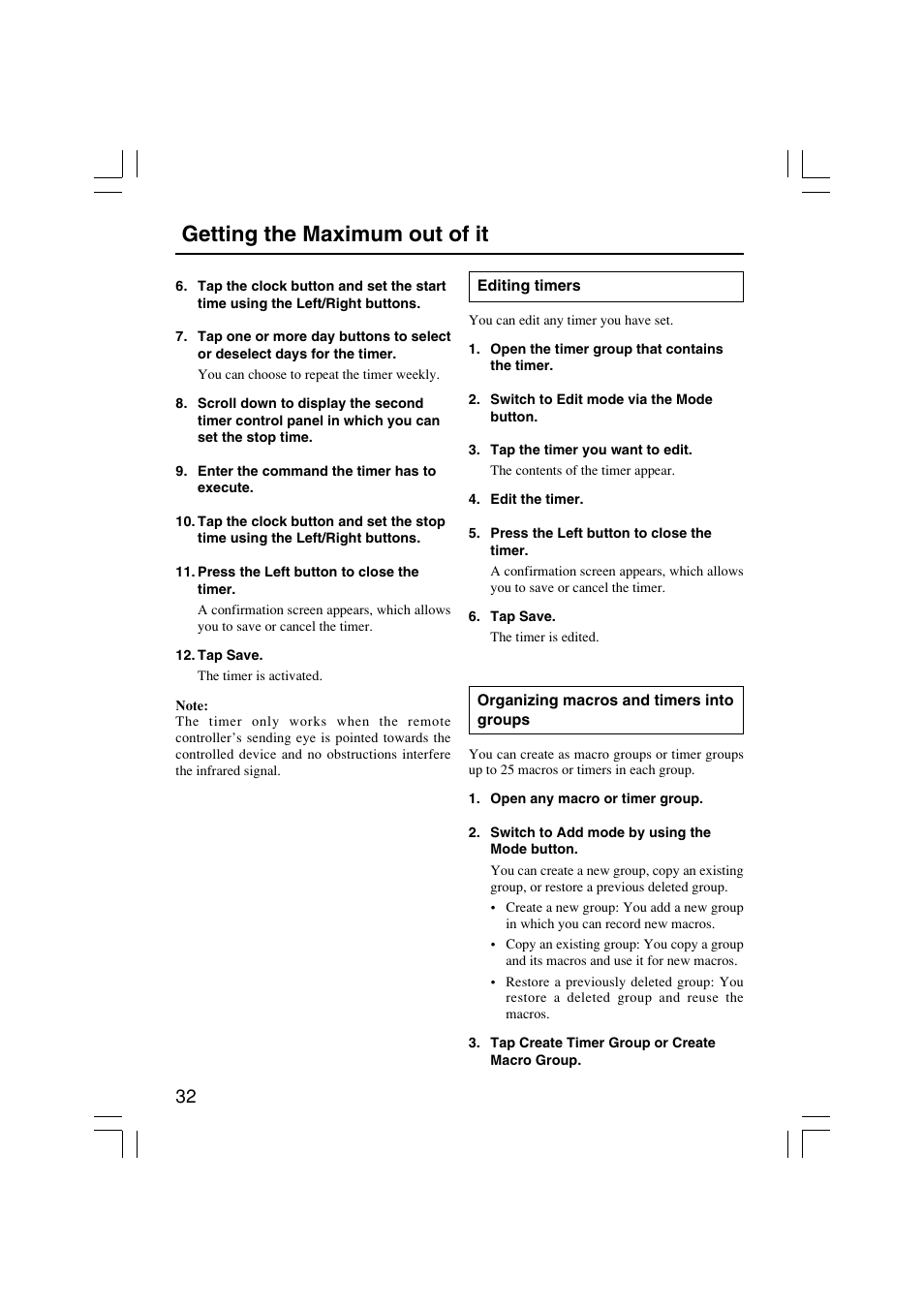 Getting the maximum out of it | Onkyo USR-5RF User Manual | Page 32 / 44