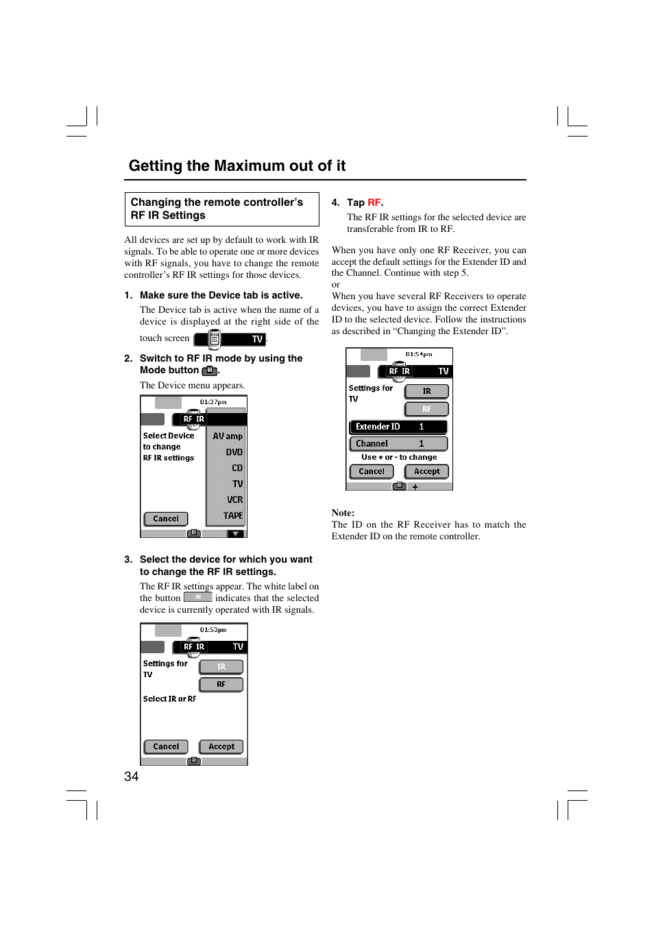 Getting the maximum out of it | Onkyo USR-5RF User Manual | Page 34 / 44