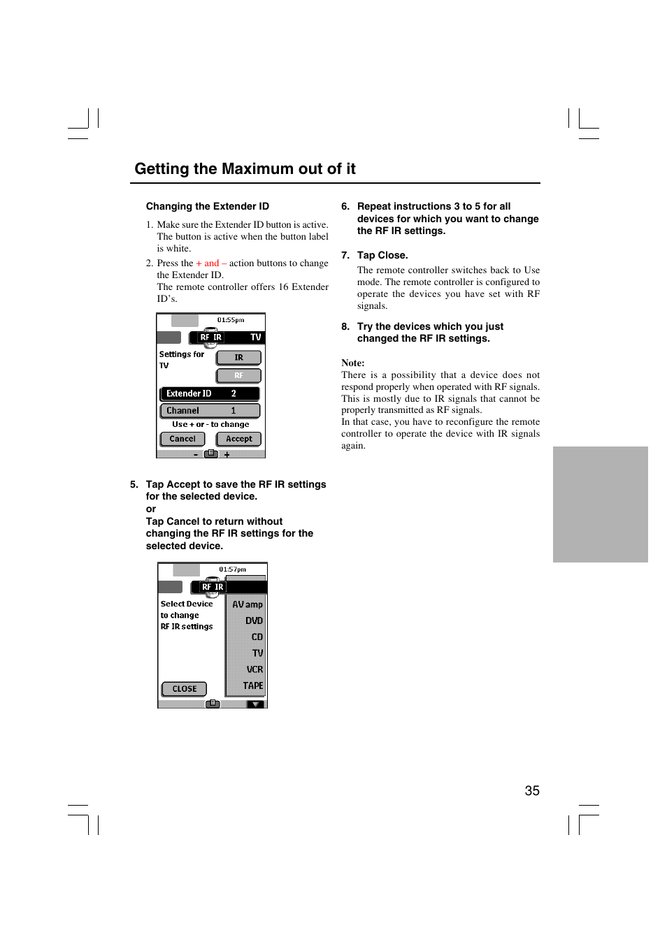 Getting the maximum out of it | Onkyo USR-5RF User Manual | Page 35 / 44