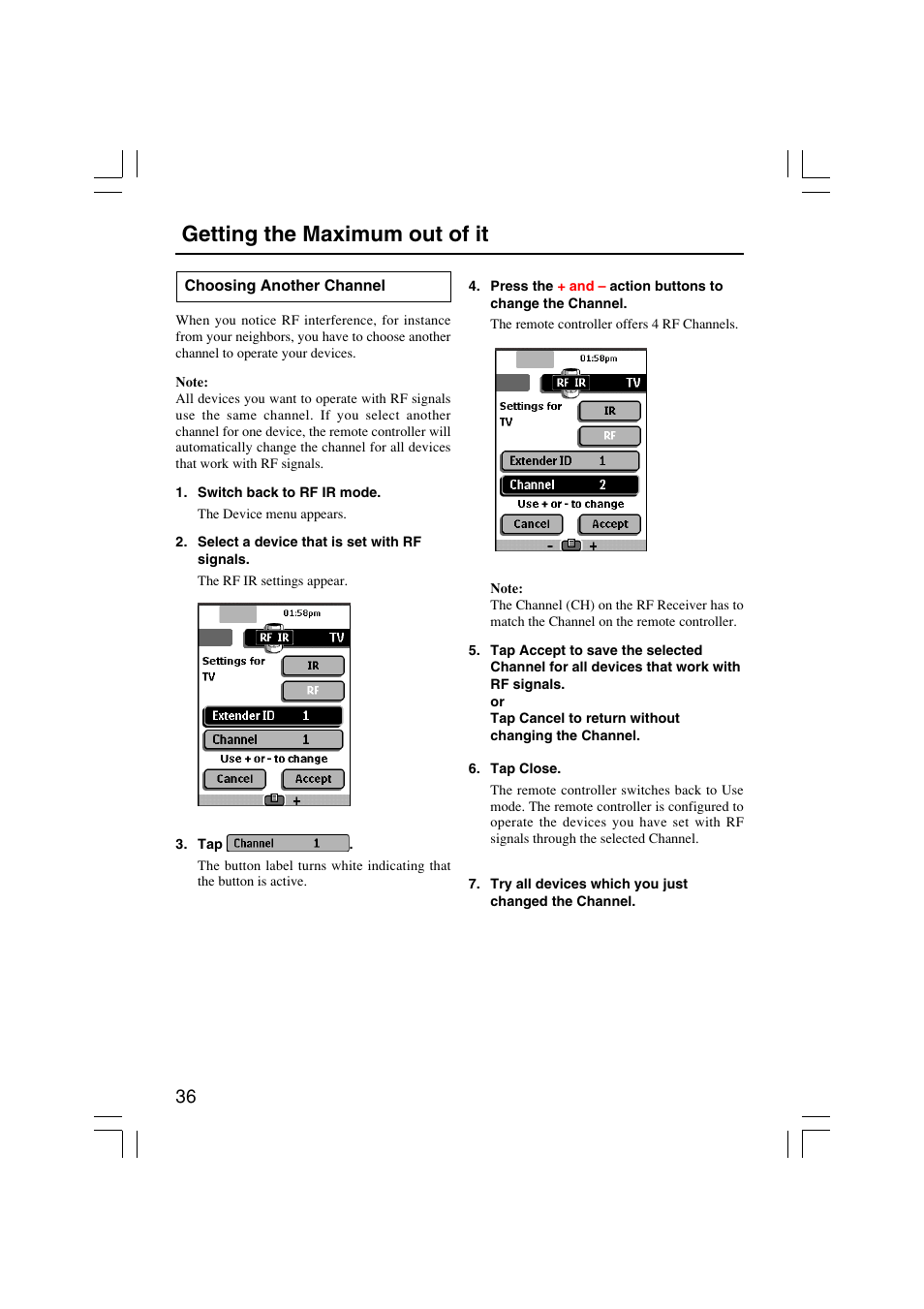 Getting the maximum out of it | Onkyo USR-5RF User Manual | Page 36 / 44