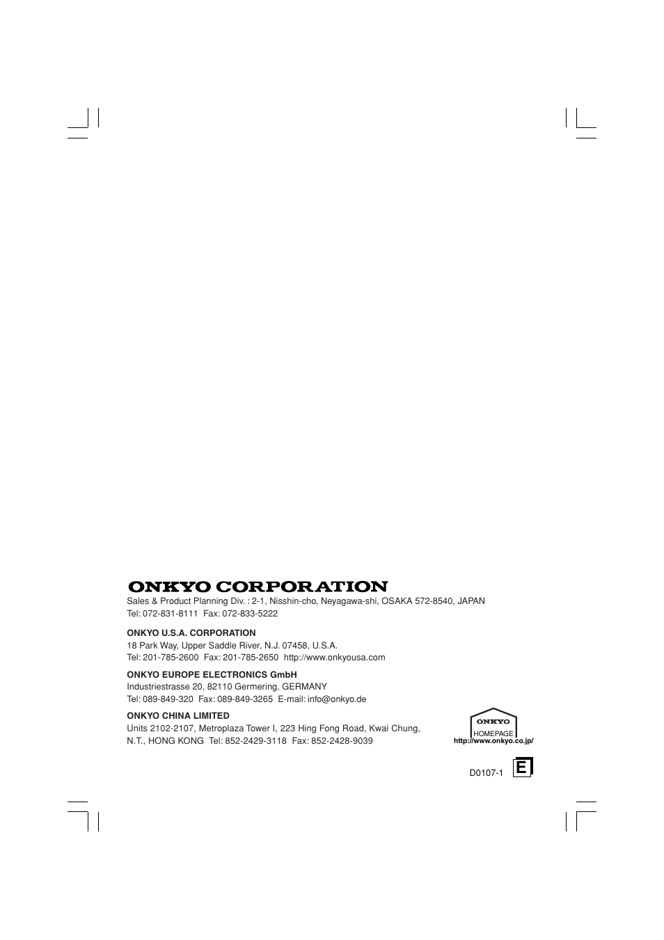 Onkyo USR-5RF User Manual | Page 44 / 44