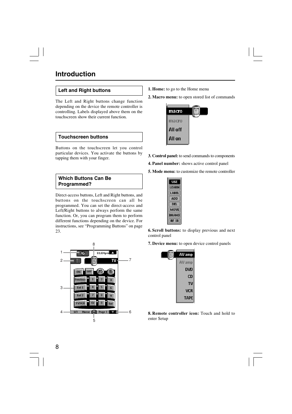 Introduction | Onkyo USR-5RF User Manual | Page 8 / 44