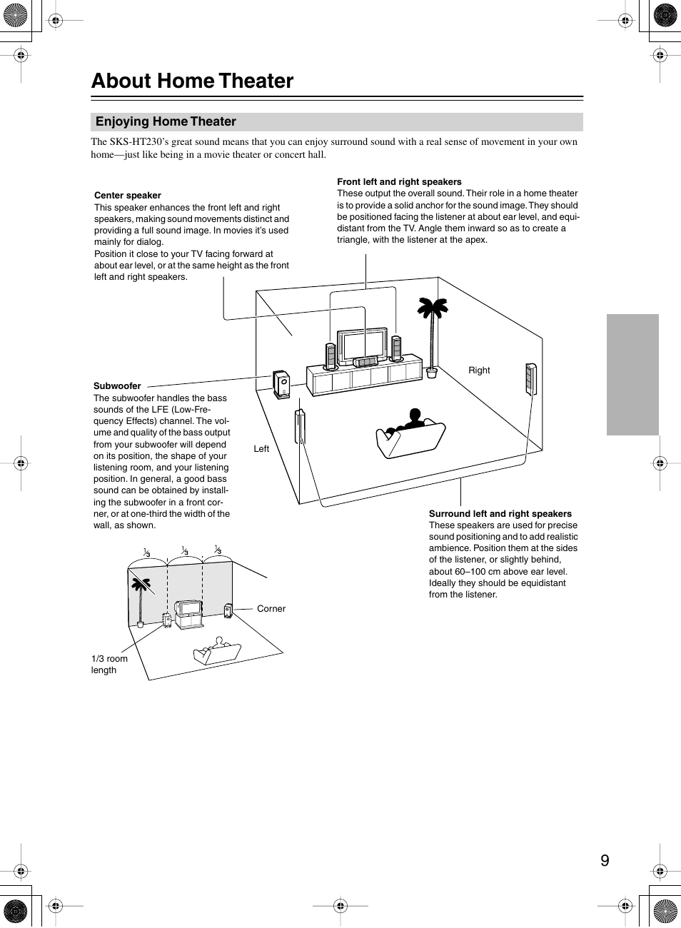 About home theater | Onkyo SKW-150X User Manual | Page 9 / 12