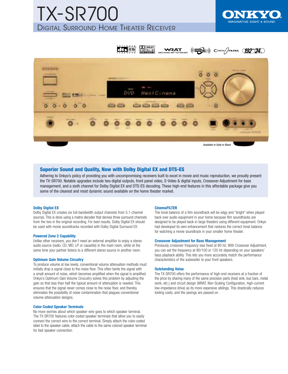Onkyo TX-SR700 User Manual | 2 pages