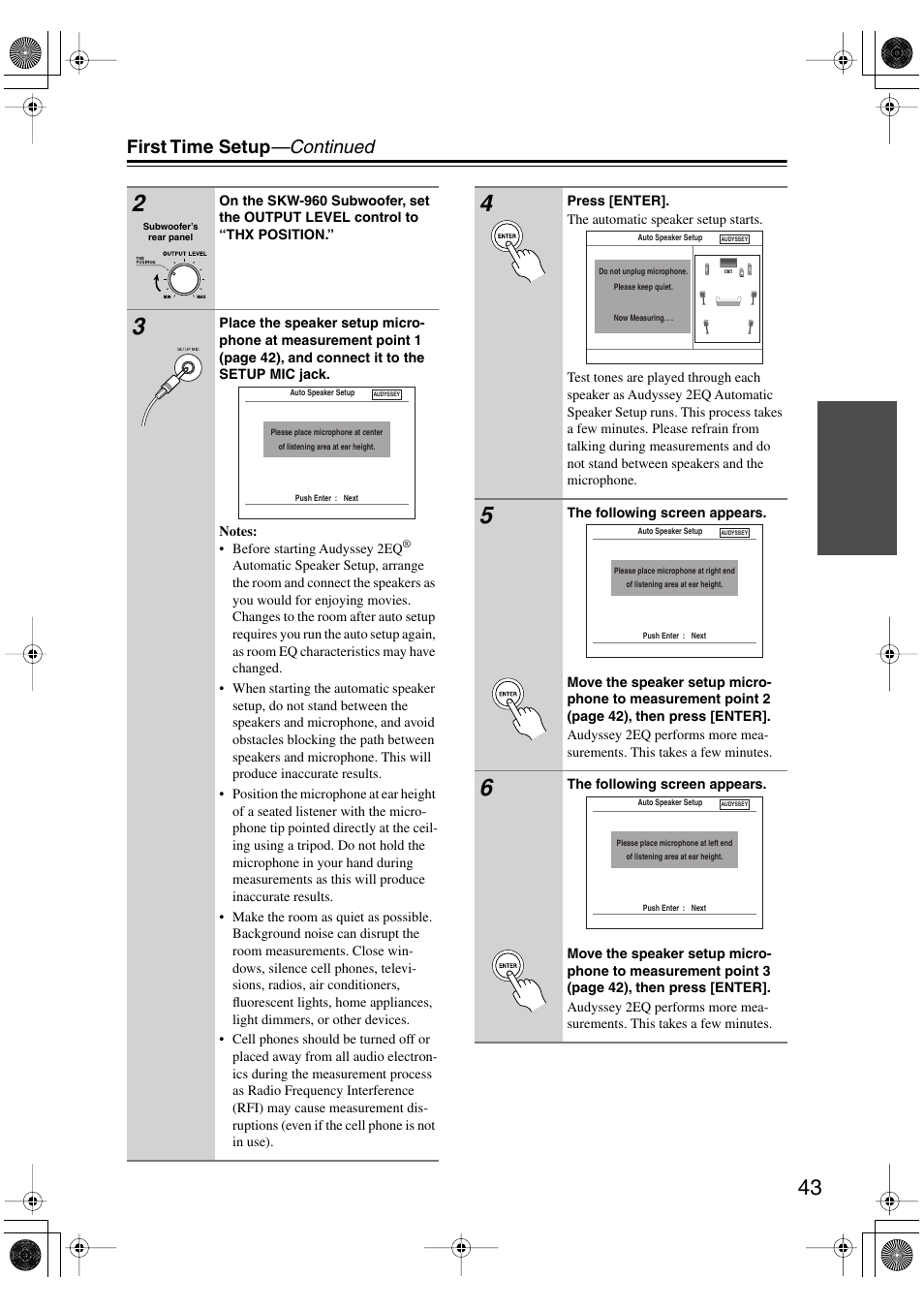 First time setup —continued | Onkyo HT-R960 User Manual | Page 43 / 112