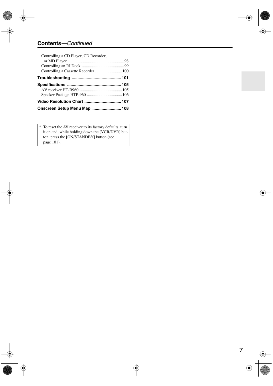 Onkyo HT-R960 User Manual | Page 7 / 112