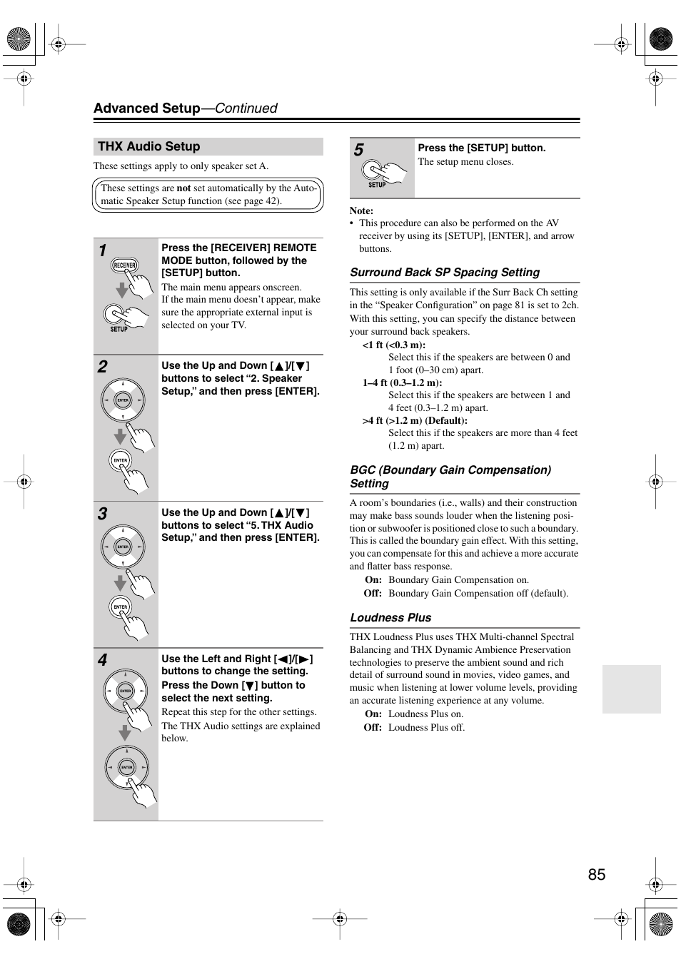 Thx audio setup | Onkyo HT-R960 User Manual | Page 85 / 112