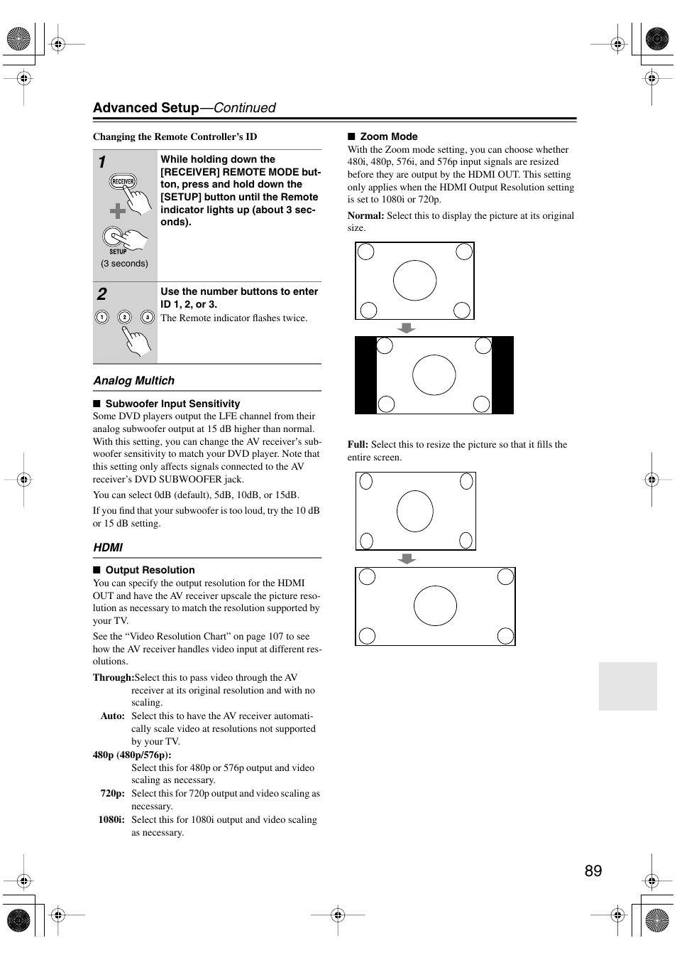 Advanced setup —continued | Onkyo HT-R960 User Manual | Page 89 / 112