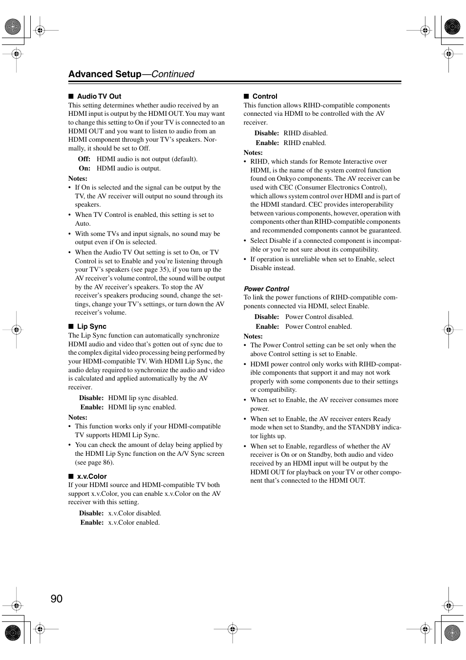 Advanced setup —continued | Onkyo HT-R960 User Manual | Page 90 / 112
